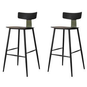 17 Kit 2 Banquetas Altas Analu Rivatti 110cm -Altura- Assento e Encosto PP Preto Detalhe PU Verde Base em Aco